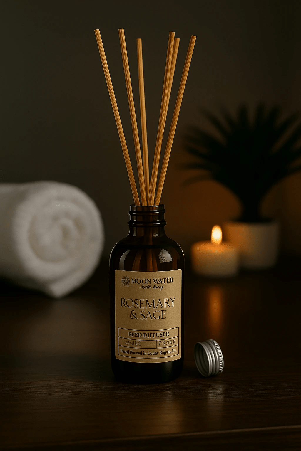 Rosemary + Sage - REED DIFFUSER, Herbal Aromatherapy Home Fragrance - by Moon Water Apothecary!
