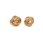 Rosette gold stud earrings by Alegria Accessories Inc