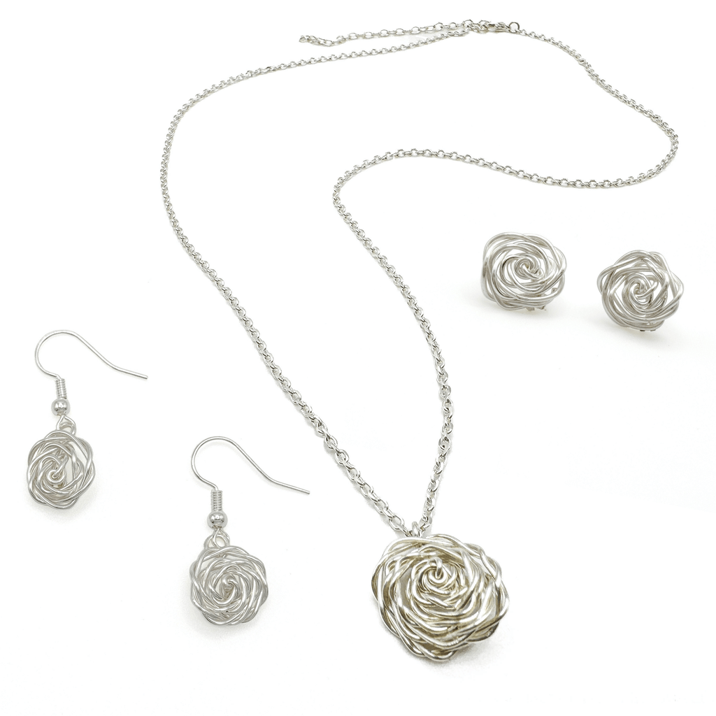 Rosette silver earrings
