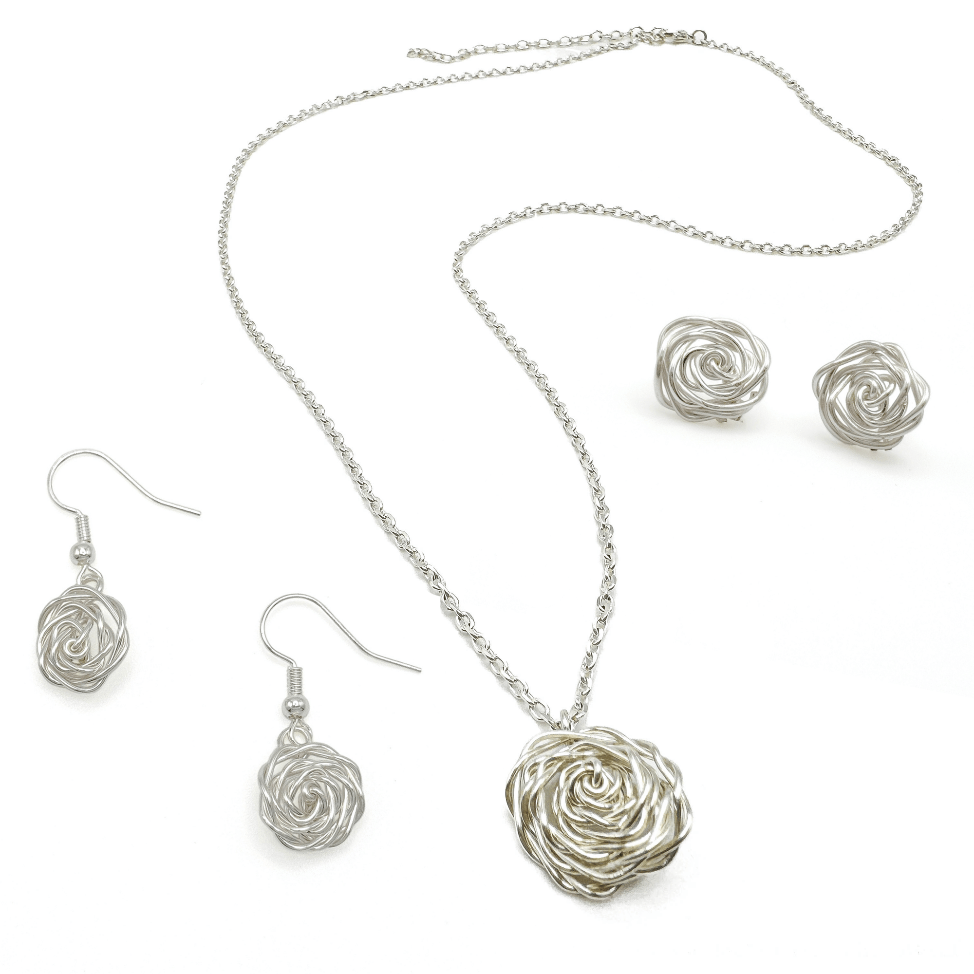 Rosette silver earrings