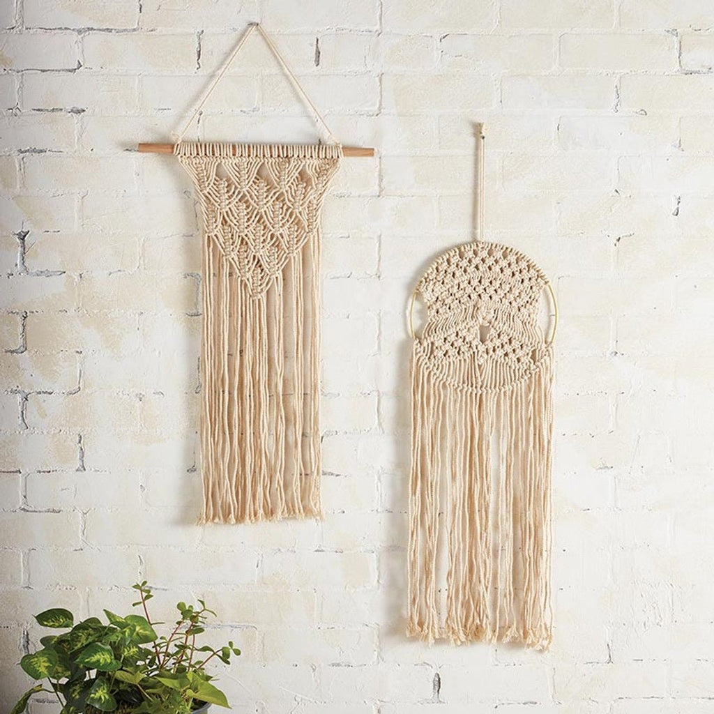 Round Hoop Macrame Bohemian Decor | Decorative Macrame Wall Hanging | 10" x 27.5" Decor La Vie Bien Round Hoop Macrame Bohemian Decor | Decorative Macrame Wall Hanging | 10" x 27.5"