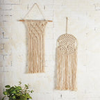 Round Hoop Macrame Bohemian Decor | Decorative Macrame Wall Hanging | 10" x 27.5" Decor La Vie Bien Round Hoop Macrame Bohemian Decor | Decorative Macrame Wall Hanging | 10" x 27.5"