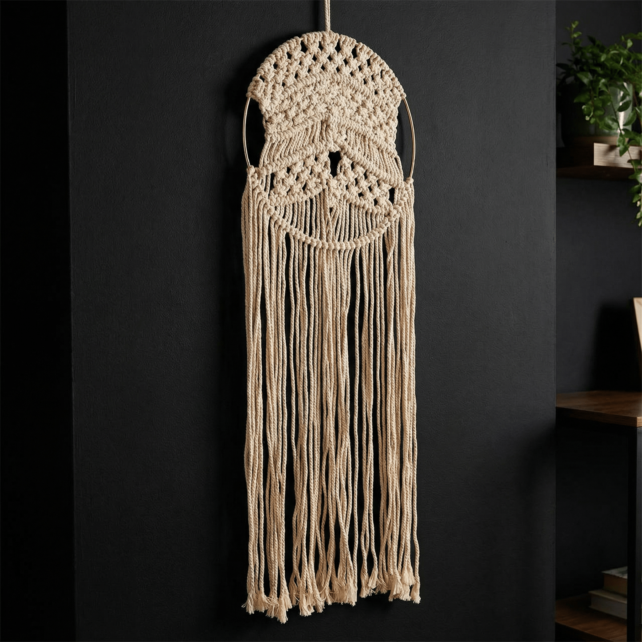 Round Hoop Macrame Bohemian Decor | Decorative Macrame Wall Hanging | 10" x 27.5" Decor La Vie Bien Round Hoop Macrame Bohemian Decor | Decorative Macrame Wall Hanging | 10" x 27.5"