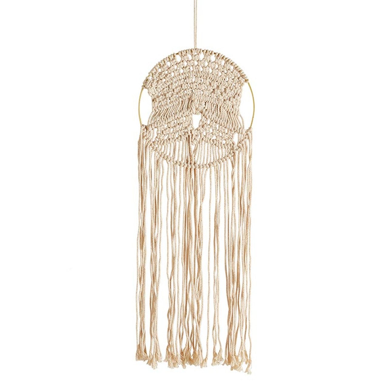 Round Hoop Macrame Bohemian Decor | Decorative Macrame Wall Hanging | 10" x 27.5" Decor La Vie Bien Round Hoop Macrame Bohemian Decor | Decorative Macrame Wall Hanging | 10" x 27.5"