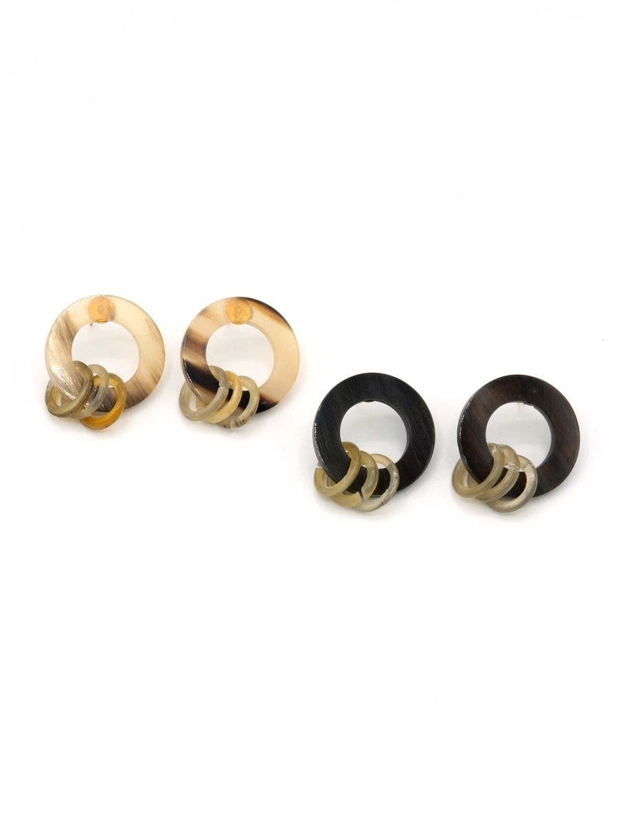Round Horn Stud Earrings