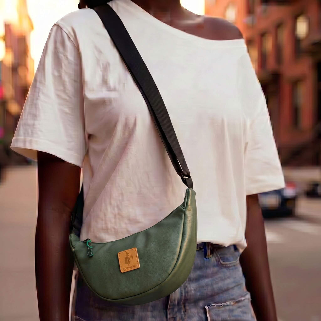 Round Mini Vegan Leather Shoulder Bag - Vegan Leather Purse Shoulder Bags La Vie Bien Round Mini Vegan Leather Shoulder Bag - Vegan Leather Purse