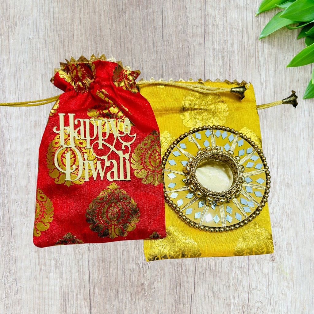 Round Mirror Work and Ghungroo T-Light Holder with Polti La Vie Bien Round Mirror Work and Ghungroo T-Light Holder with Polti