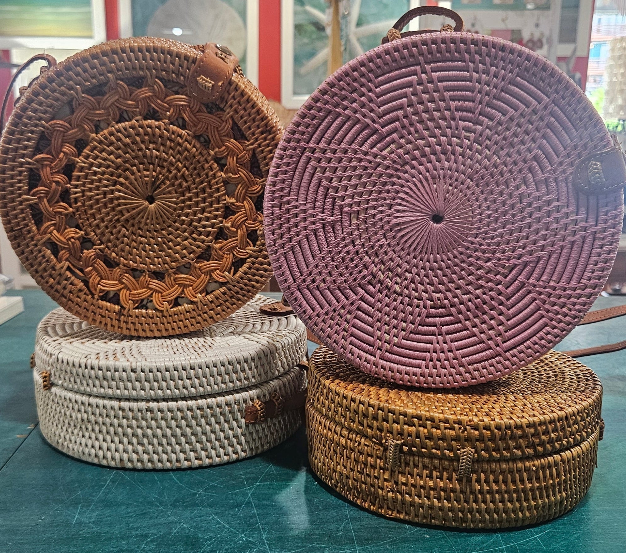 Round Rattan Crossbody Bags – 4 Styles Available Purses & Bags La Vie Bien Round Rattan Crossbody Bags – 4 Styles Available
