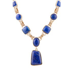 Royal Blue Lapis Golden Pendant Necklace Necklaces La Vie Bien Royal Blue Lapis Golden Pendant Necklace