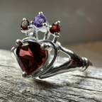 Royal Garnet Irish Claddagh Ring in Sterling Silver Ring La Vie Bien Royal Garnet Irish Claddagh Ring in Sterling Silver