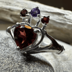 Royal Garnet Irish Claddagh Ring in Sterling Silver Ring La Vie Bien Royal Garnet Irish Claddagh Ring in Sterling Silver