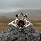 Royal Garnet Irish Claddagh Ring in Sterling Silver Ring La Vie Bien Royal Garnet Irish Claddagh Ring in Sterling Silver