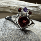 Royal Garnet Irish Claddagh Ring in Sterling Silver Ring La Vie Bien Royal Garnet Irish Claddagh Ring in Sterling Silver
