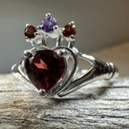 Royal Garnet Irish Claddagh Ring in Sterling Silver Ring La Vie Bien Royal Garnet Irish Claddagh Ring in Sterling Silver