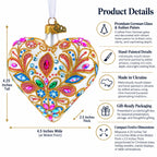 Gilded Baroque Gem Heart Glass Ornament