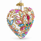 Gilded Baroque Gem Heart Glass Ornament