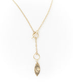 Ruchi Crescent Moon Charm Dainty Drop Lariat Necklace HME stock line La Vie Bien Ruchi Crescent Moon Charm Dainty Drop Lariat Necklace