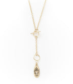 Ruchi Evil Eye Charm Dainty Drop Lariat Necklace HME stock line La Vie Bien Ruchi Evil Eye Charm Dainty Drop Lariat Necklace