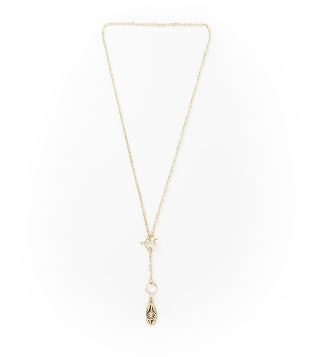 Ruchi Evil Eye Charm Dainty Drop Lariat Necklace HME stock line La Vie Bien Ruchi Evil Eye Charm Dainty Drop Lariat Necklace