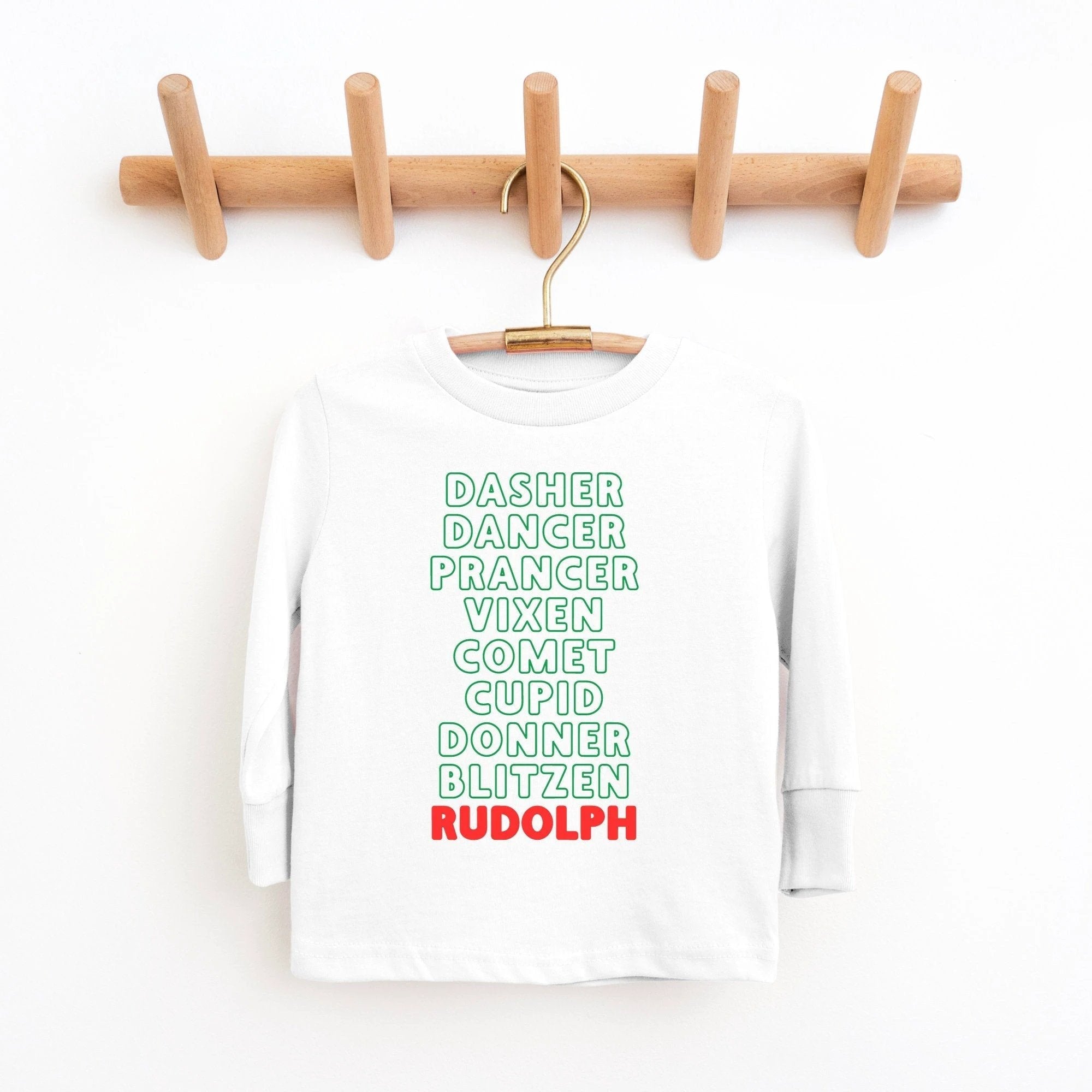 Rudolf Reindeer list Toddler and Youth Christmas shirt by Benny and Ray Apparel
