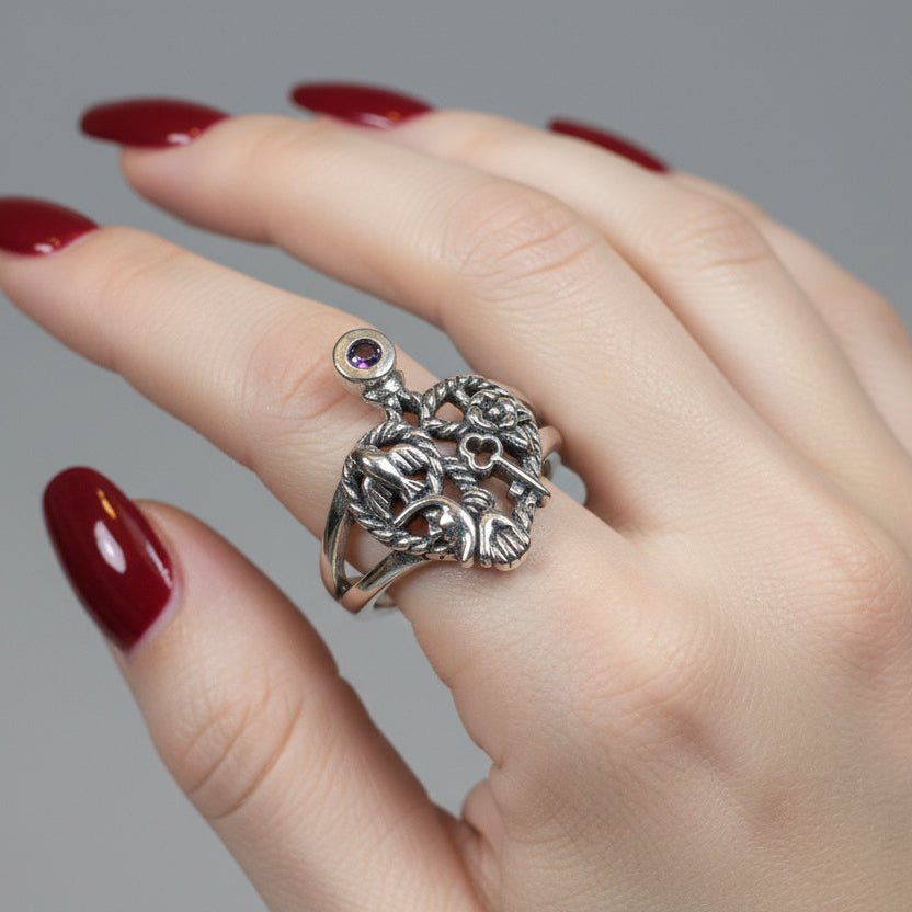 Rue Italian Cimaruta Ring in Sterling Silver Ring La Vie Bien Rue Italian Cimaruta Ring in Sterling Silver