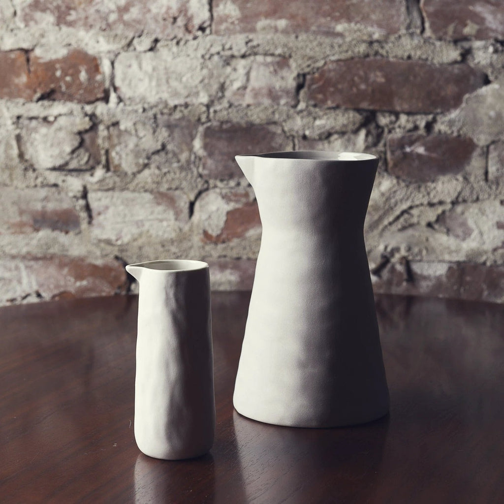 Rugueux Stoneware Carafe Pitcher in Pearl by White Cliff Studio