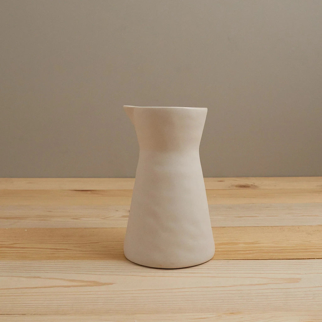 Rugueux Stoneware Carafe Pitcher in Pearl by White Cliff Studio
