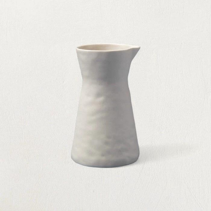 Rugueux Stoneware Carafe Pitcher in Pearl by White Cliff Studio