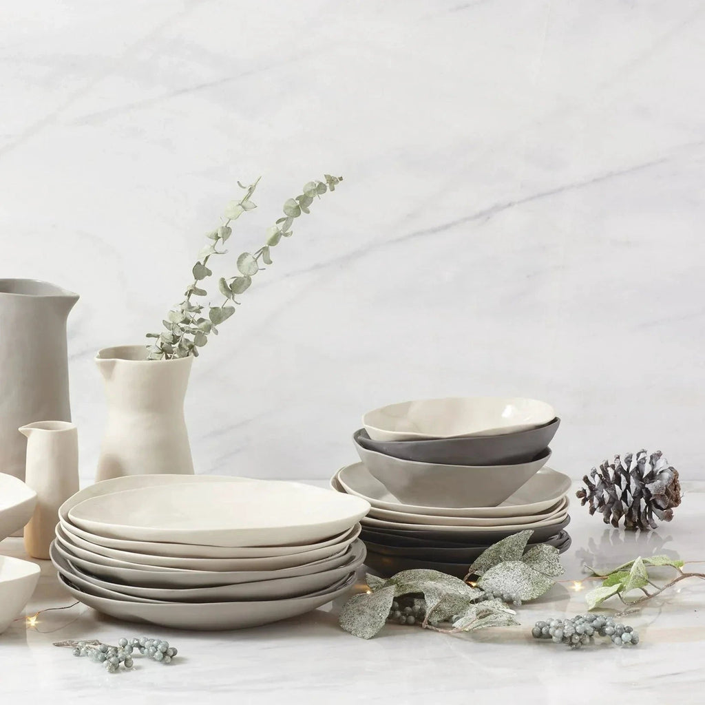 Rugueux Stoneware Dinner Plate, Pearl by White Cliff Studio