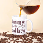 Running on Jewish Guilt and Cold Brew Coffee Mug by Salt Sparkle Shalom