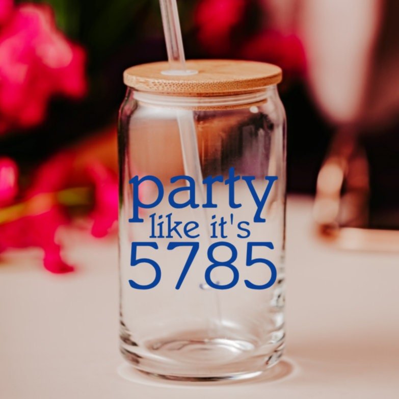 Running on Jewish Guilt Glass Can Cup - Challah, Cold Brew, or Caffeine
