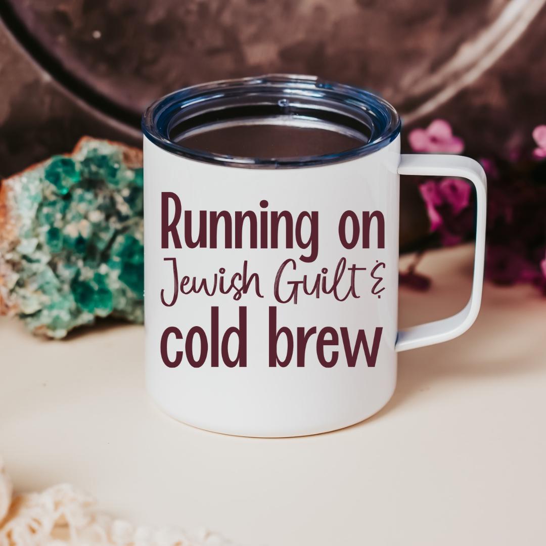Running on Jewish Guilt Stainless Steel Mug and Lid
