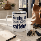 Running on Jewish Guilt Stainless Steel Mug and Lid High Holidays La Vie Bien Running on Jewish Guilt Stainless Steel Mug and Lid