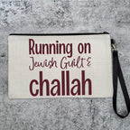 Running on Jewish Guilt Zippered Pouch - Caffeine, Cold Brew, Challah by Salt Sparkle Shalom