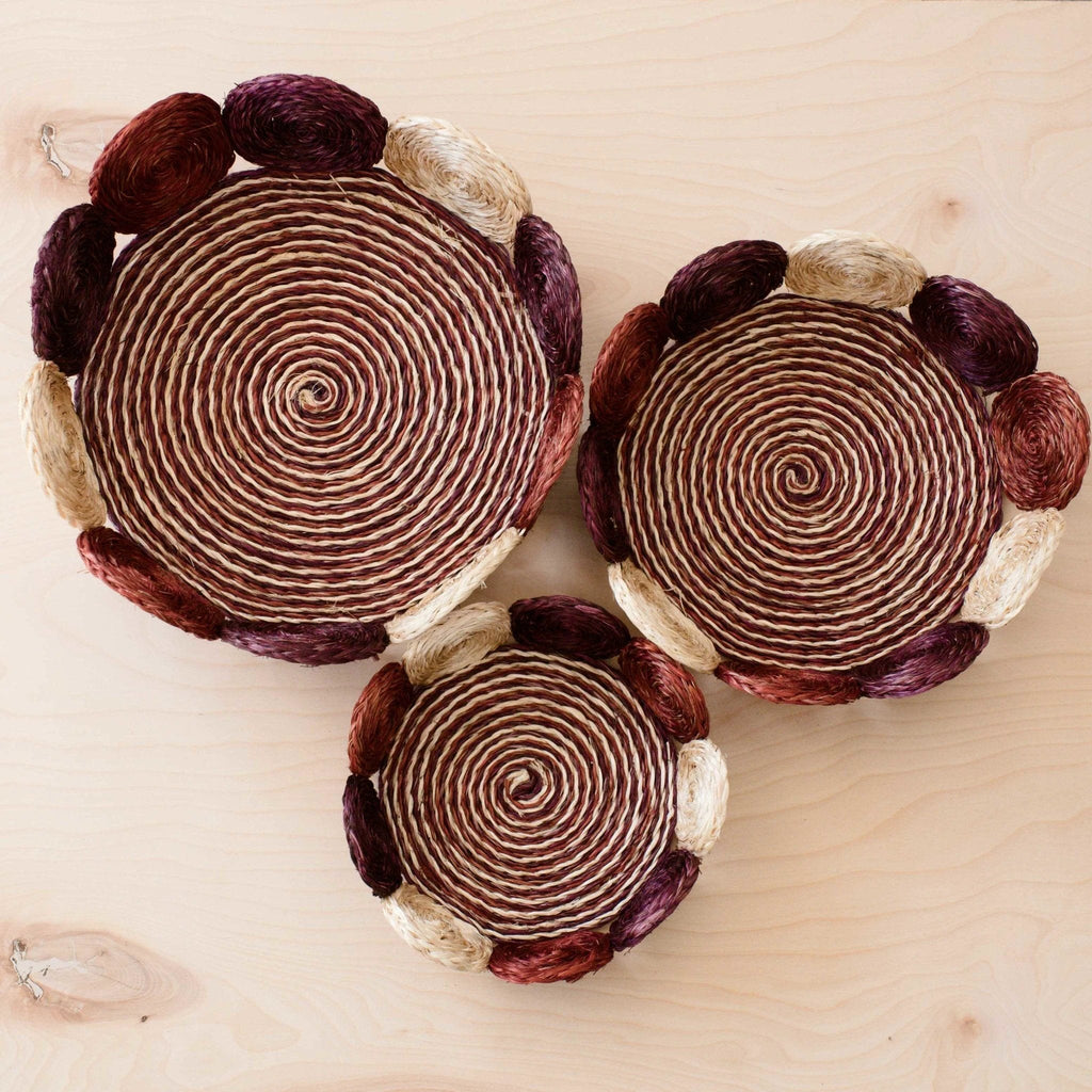 Rust and Mauve Handwoven Storage Basket - Fruit Basket, set of 3 | LIKHÂ by LIKHÂ