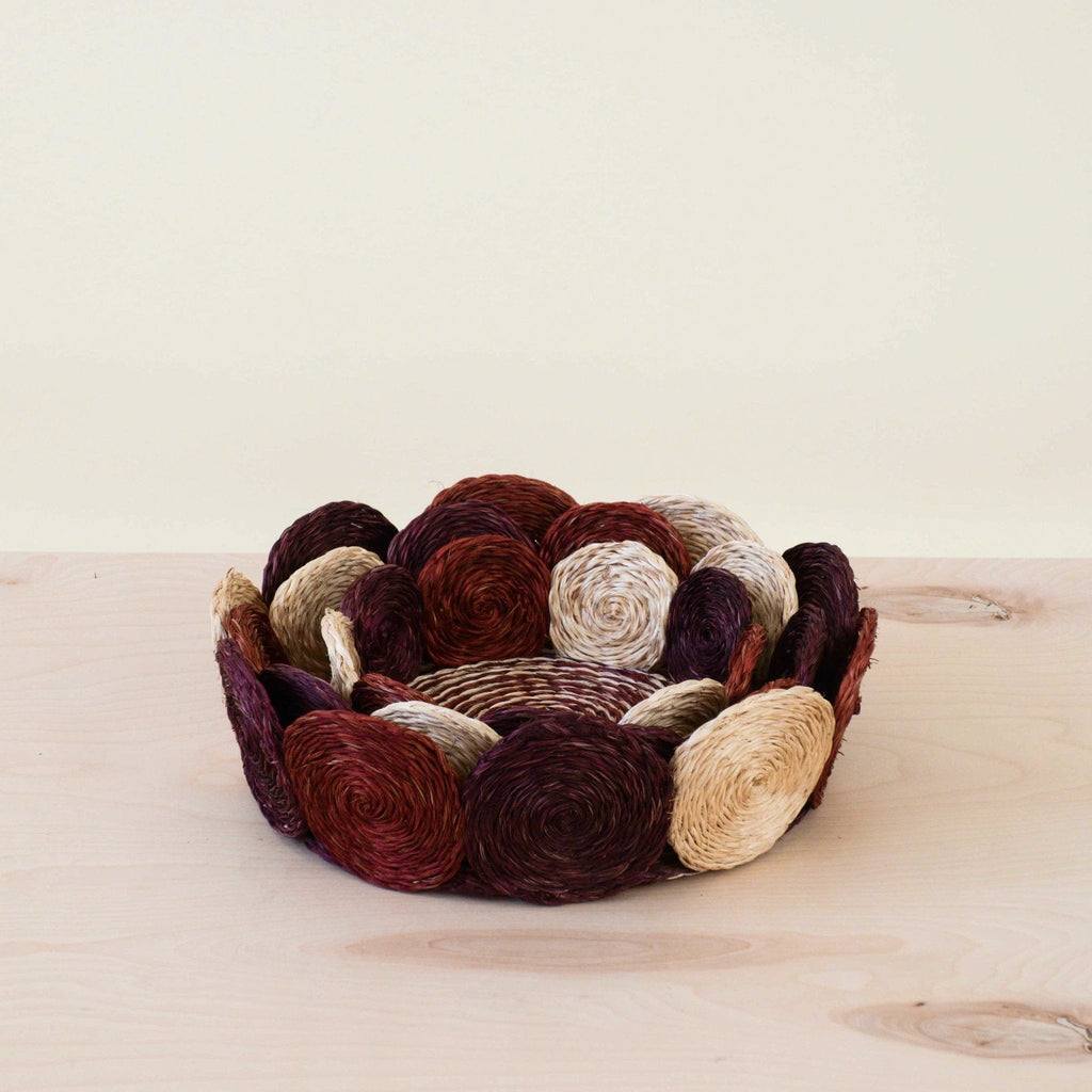 Rust and Mauve Handwoven Storage Basket - Fruit Basket, set of 3 | LIKHÂ by LIKHÂ