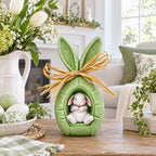 Rustic Bunny Nest Egg Decoration – Green Burlap Style Easter Ornament with Raffia Bow 6.2 Inches Tall Easter > Figurines > Bunnies La Vie Bien Rustic Bunny Nest Egg Decoration – Green Burlap Style Easter Ornament with Raffia Bow 6.2 Inches Tall