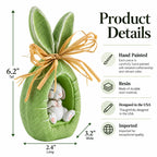 Rustic Bunny Nest Egg Decoration – Green Burlap Style Easter Ornament with Raffia Bow 6.2 Inches Tall Easter > Figurines > Bunnies La Vie Bien Rustic Bunny Nest Egg Decoration – Green Burlap Style Easter Ornament with Raffia Bow 6.2 Inches Tall