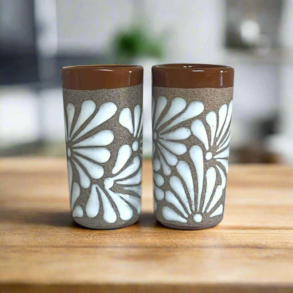 Rustic Talavera Shot Glass | Handmade Mexican Ceramic Drinkware Mexican Shot Glass La Vie Bien Rustic Talavera Shot Glass | Handmade Mexican Ceramic Drinkware