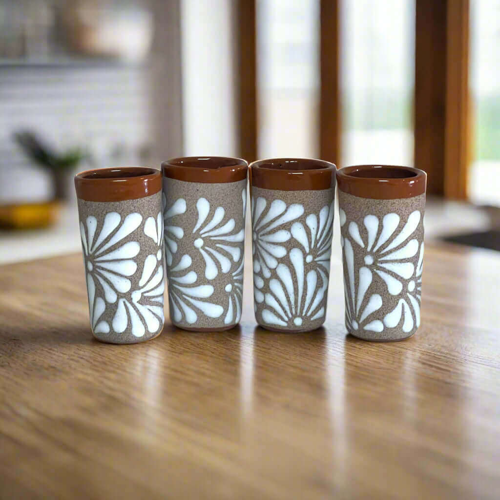 Rustic Talavera Shot Glass | Handmade Mexican Ceramic Drinkware Mexican Shot Glass La Vie Bien Rustic Talavera Shot Glass | Handmade Mexican Ceramic Drinkware