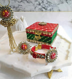 Combo of Bangle with Rose Booties, Satka & Ring in Gift Box (Assorted)