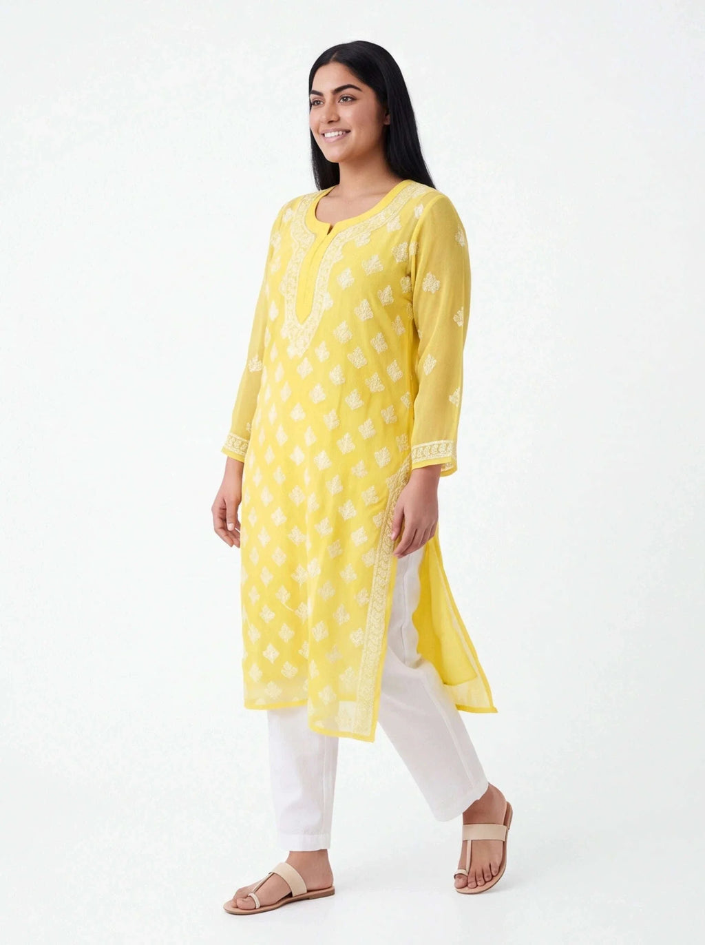 2055 - Georgette Chikankari kurti