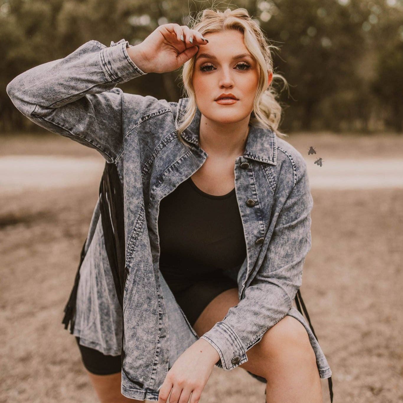 S - 2X Hidalgo Falls Denim Jacket with Fringe Details