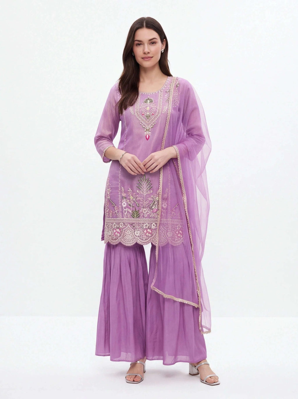 2080 - Light purple sharara suit