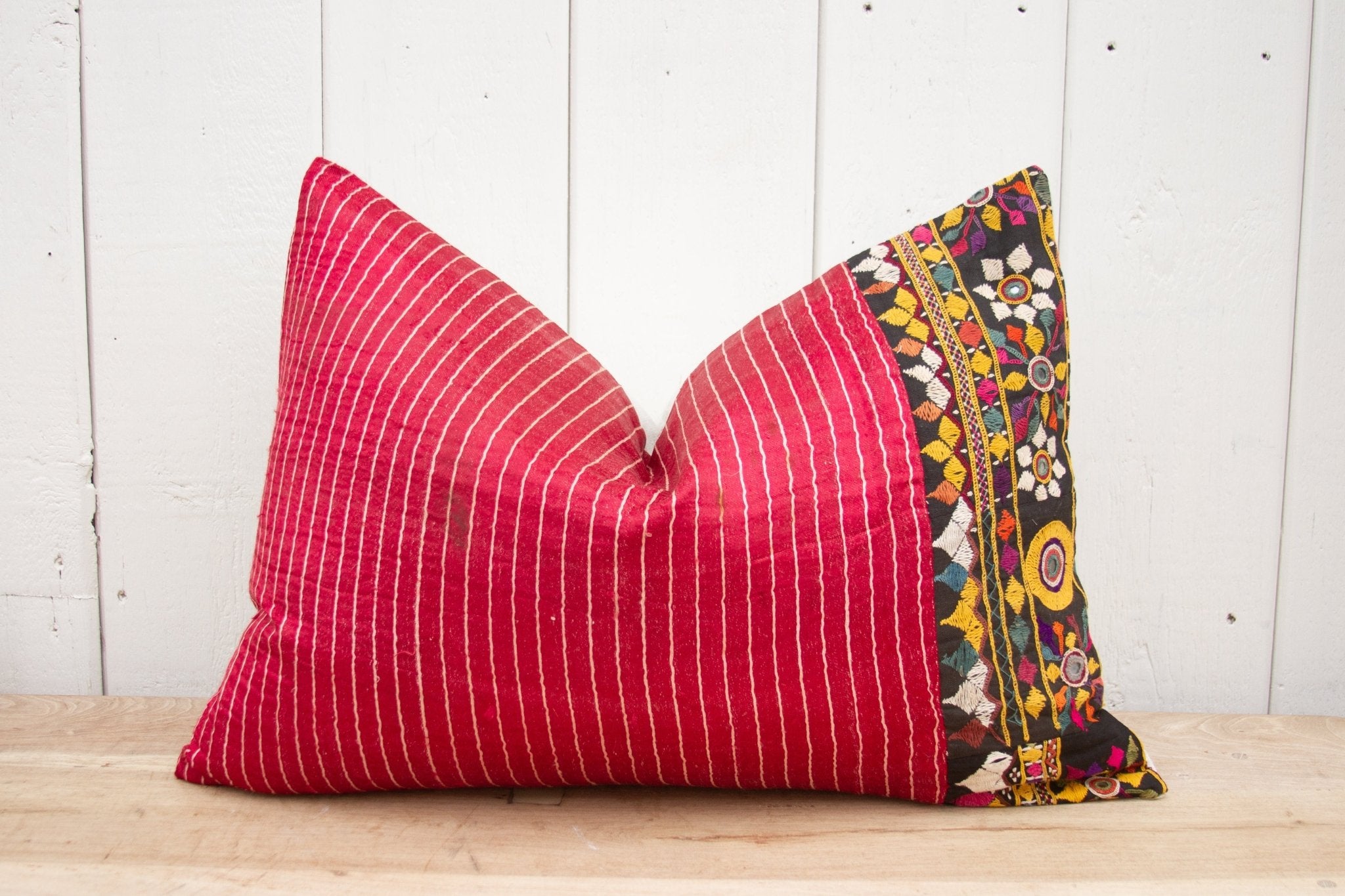 Sabia Antique Mashru Tribal Lumbar Pillow Pillow La Vie Bien Sabia Antique Mashru Tribal Lumbar Pillow