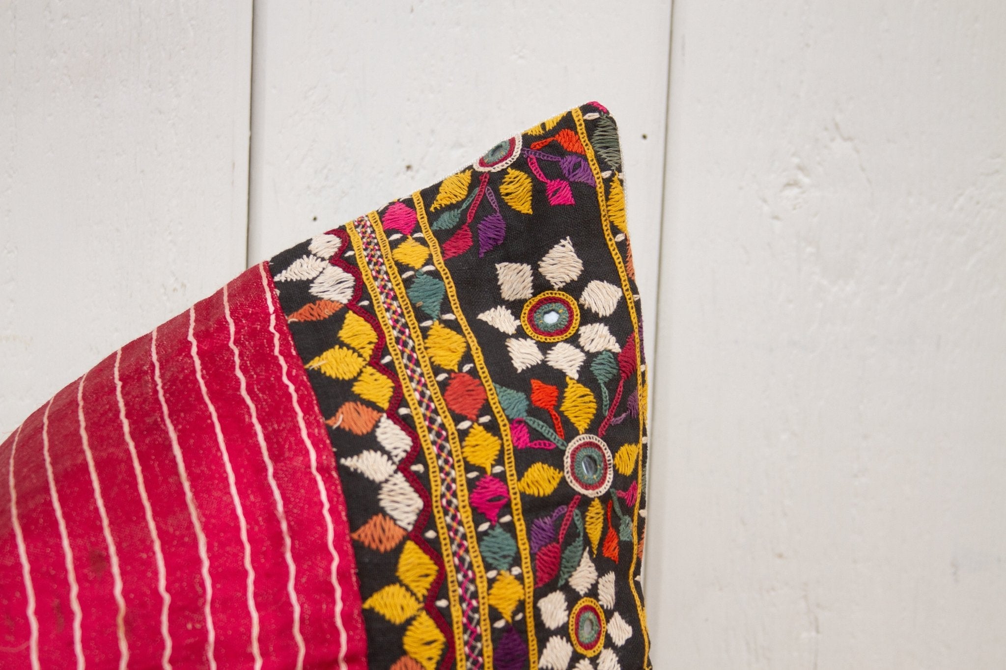 Sabia Antique Mashru Tribal Lumbar Pillow Pillow La Vie Bien Sabia Antique Mashru Tribal Lumbar Pillow