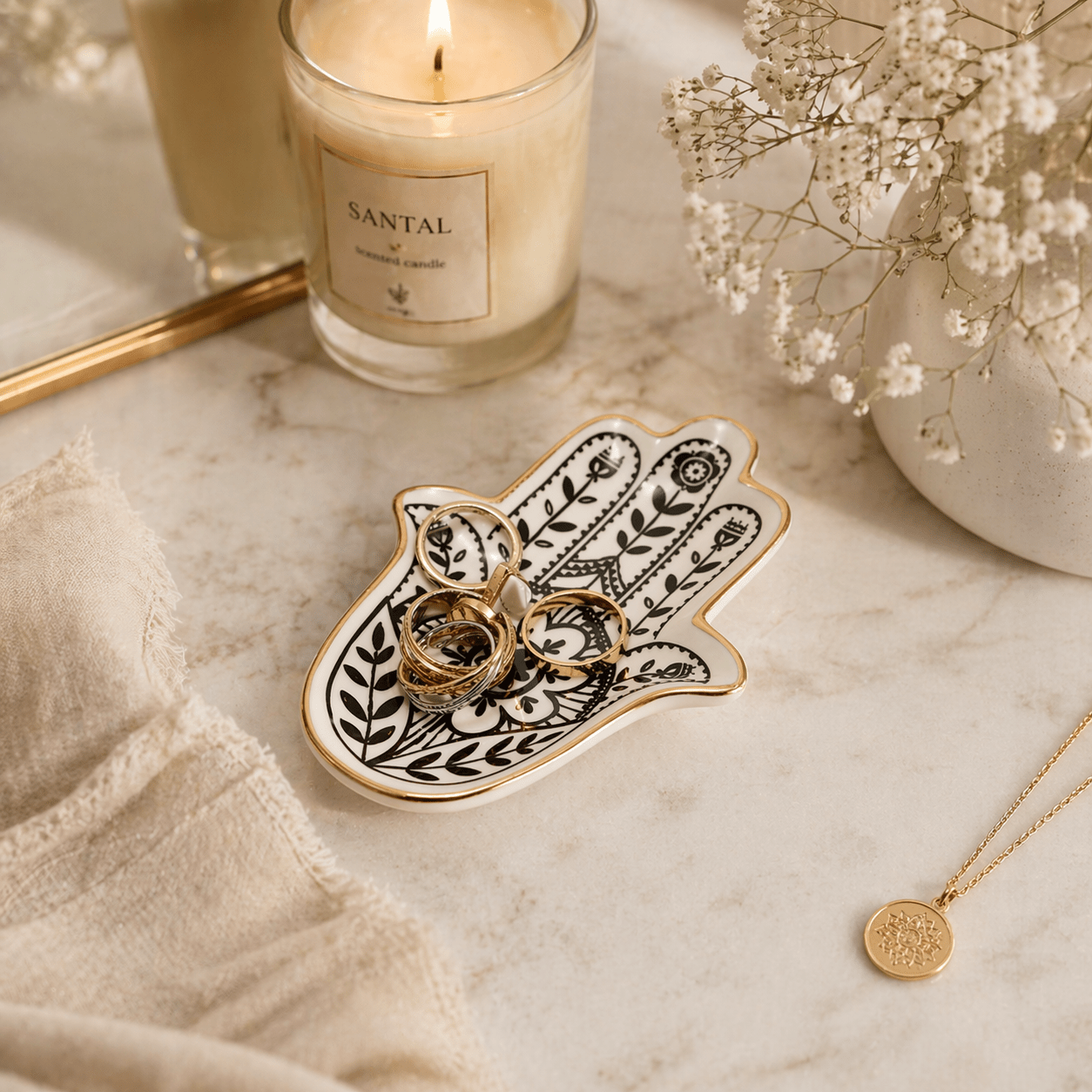 Sacred Hamsa Trinket Tray gifts La Vie Bien Sacred Hamsa Trinket Tray