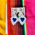 Sacred Hearts - blue and white Earrings La Vie Bien Sacred Hearts - blue and white
