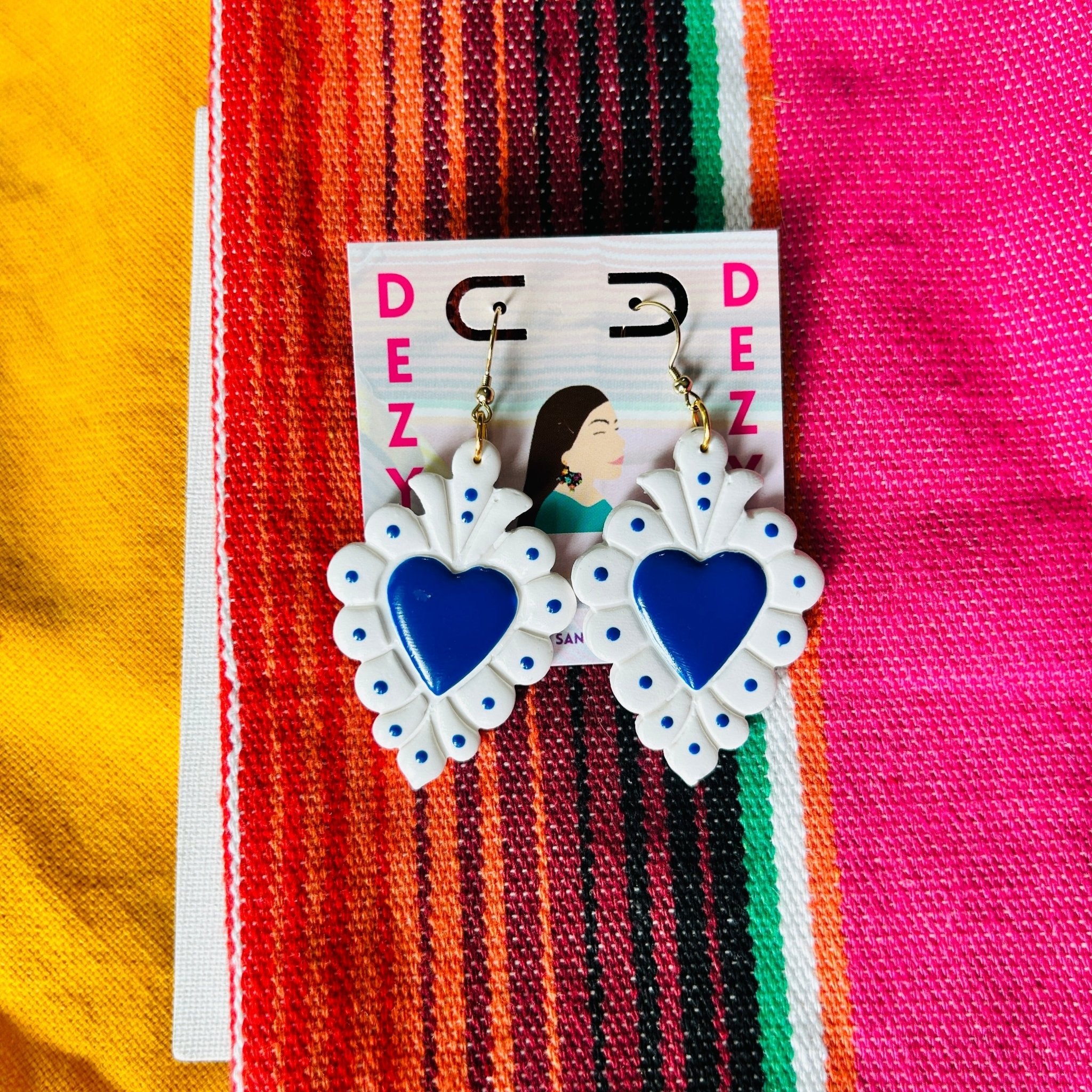 Sacred Hearts - blue and white Earrings La Vie Bien Sacred Hearts - blue and white