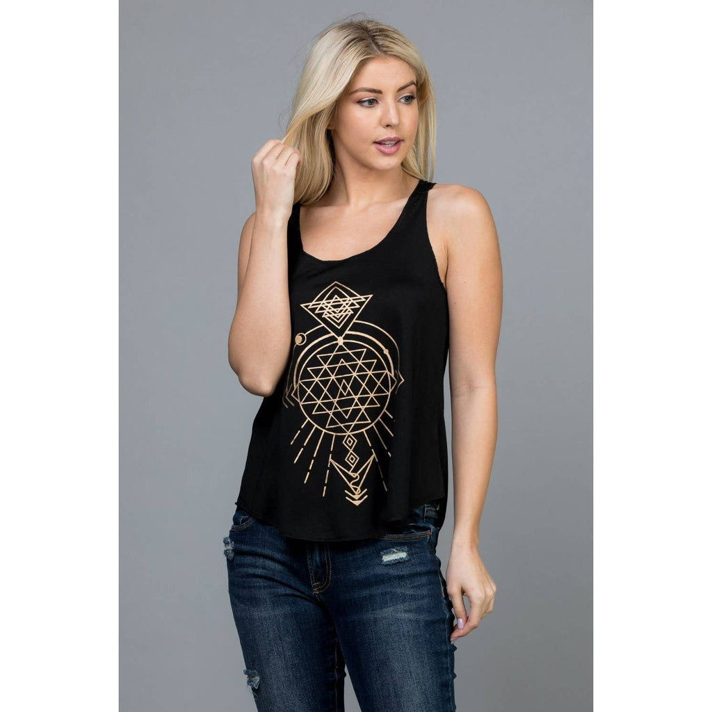 Sacred Triangle Graphic Tank Top, Yoga Tank [Available in Sizes M - XL]
